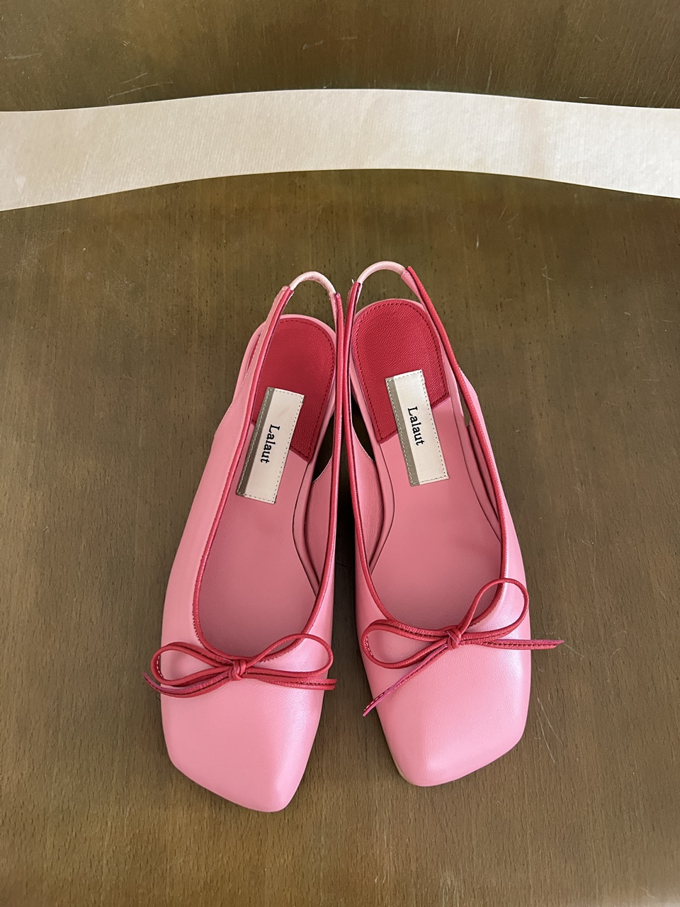[only official website] LOVE RIBBON SLING BACK-BABY PINK&amp;RED